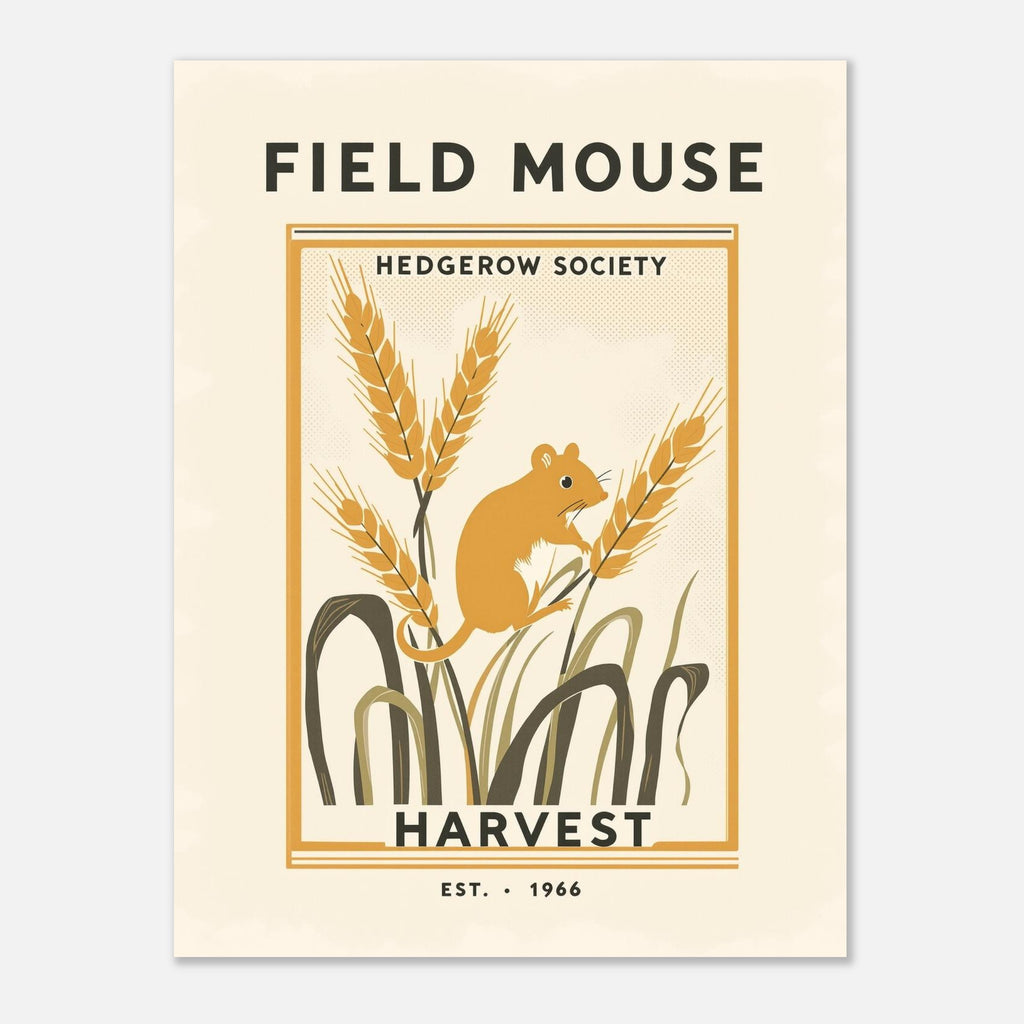 Field Mouse Vintage Travel Poster Art Print — detail view | Wild Thread Co