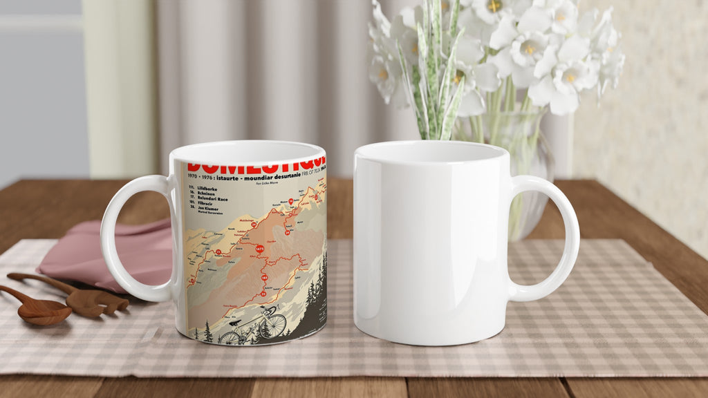 Retro Cycling Domestique 1970s Race Shirt Mug Coffee Tea Ceramic 11oz UK Gift Mug — detail view | Wild Thread Co
