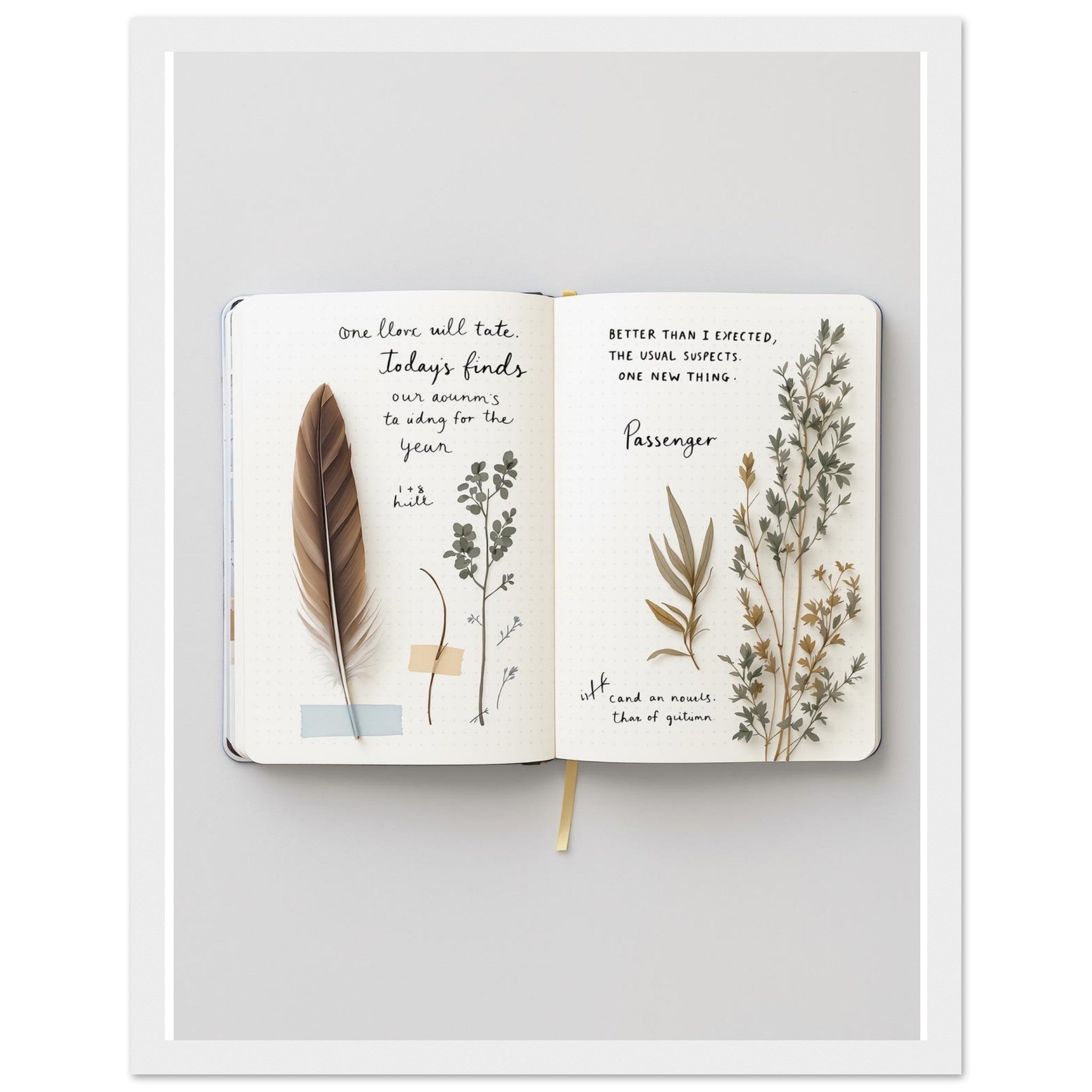 Naturalist Field Journal Sketches Framed Print Wall Art Ready to Hang Framed Art Print — detail view | Wild Thread Co
