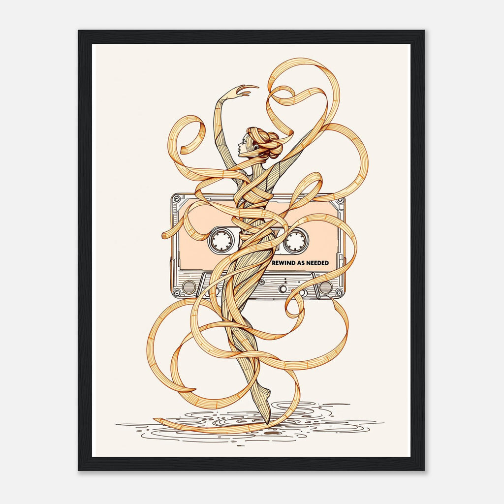 Y2k Cassette Tape Framed Print Wall Art Ready to Hang UK Framed Art Print — detail view | Wild Thread Co