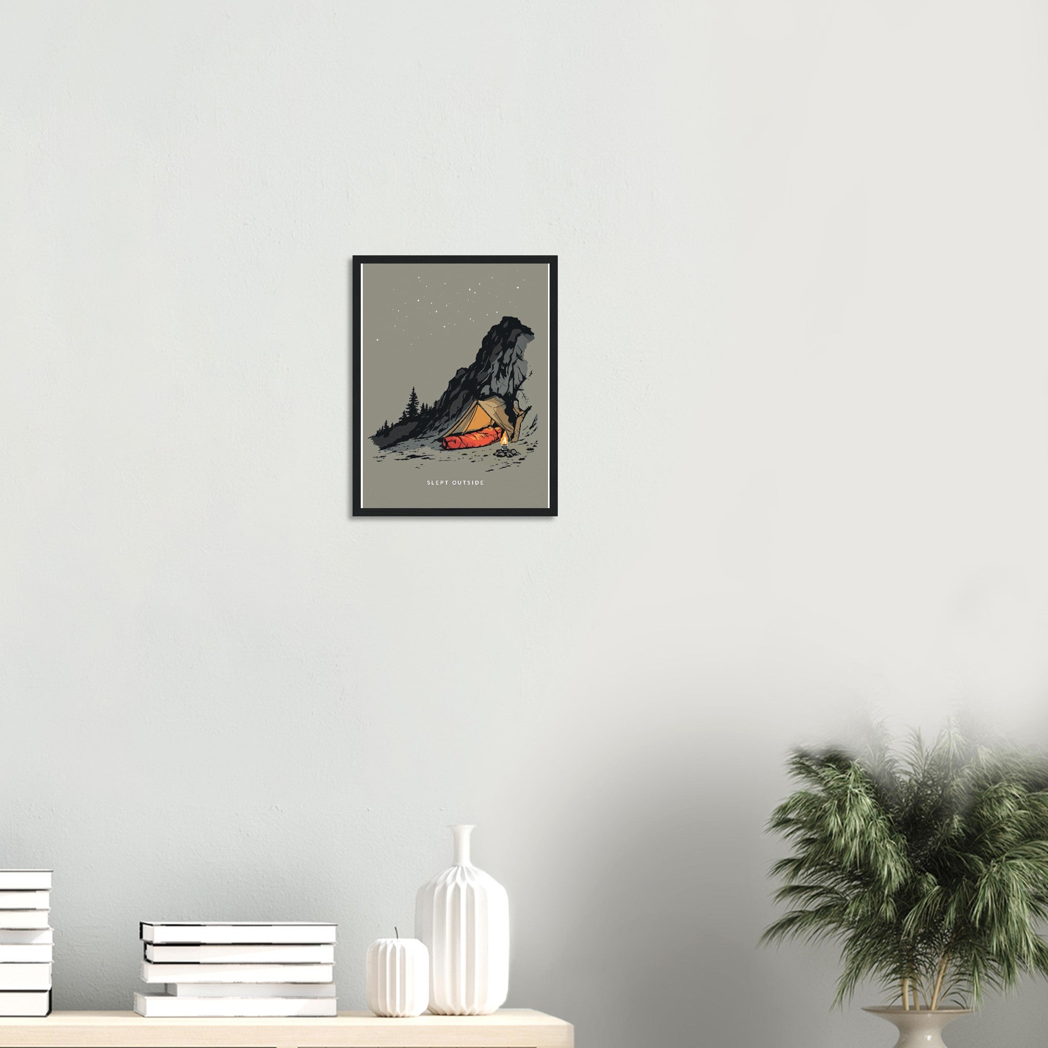 Wild Camping Bivouac Framed Print Wall Art Ready to Hang UK Framed Art Print — detail view | Wild Thread Co