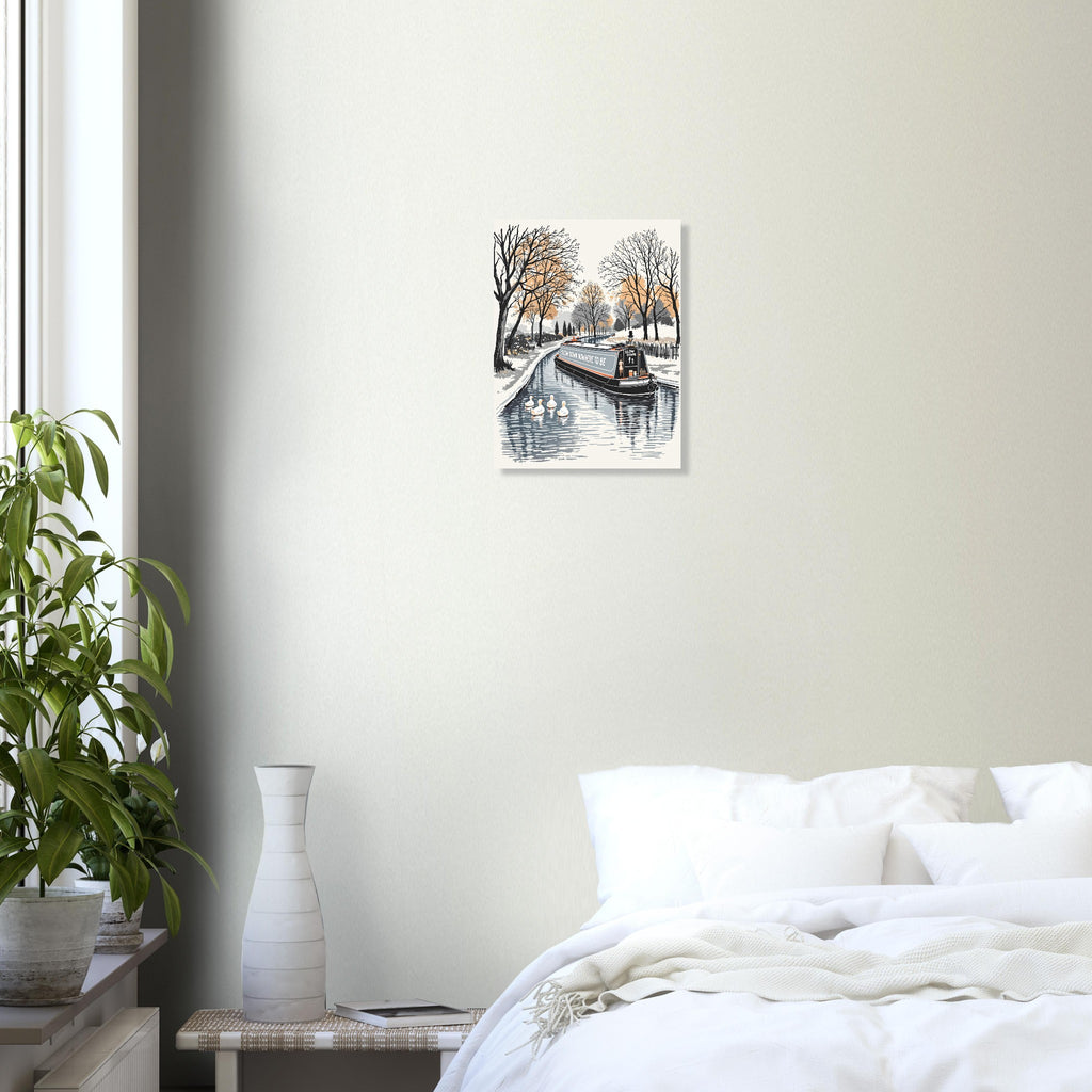 Slow Down Narrowboat Canal Art Art Print Art Print — detail view | Wild Thread Co