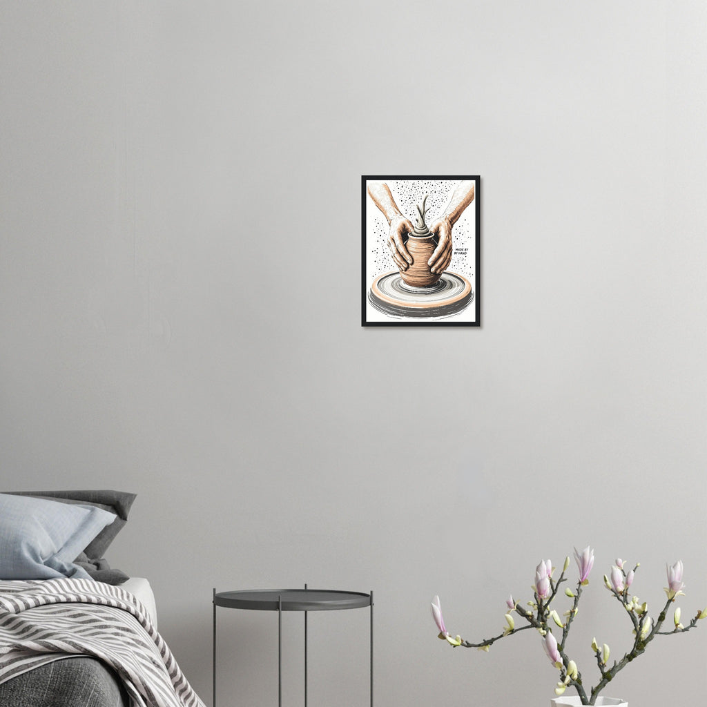 Potter Wheel Clay Hands Framed Print Wall Art Ready to Hang UK Framed Art Print — detail view | Wild Thread Co