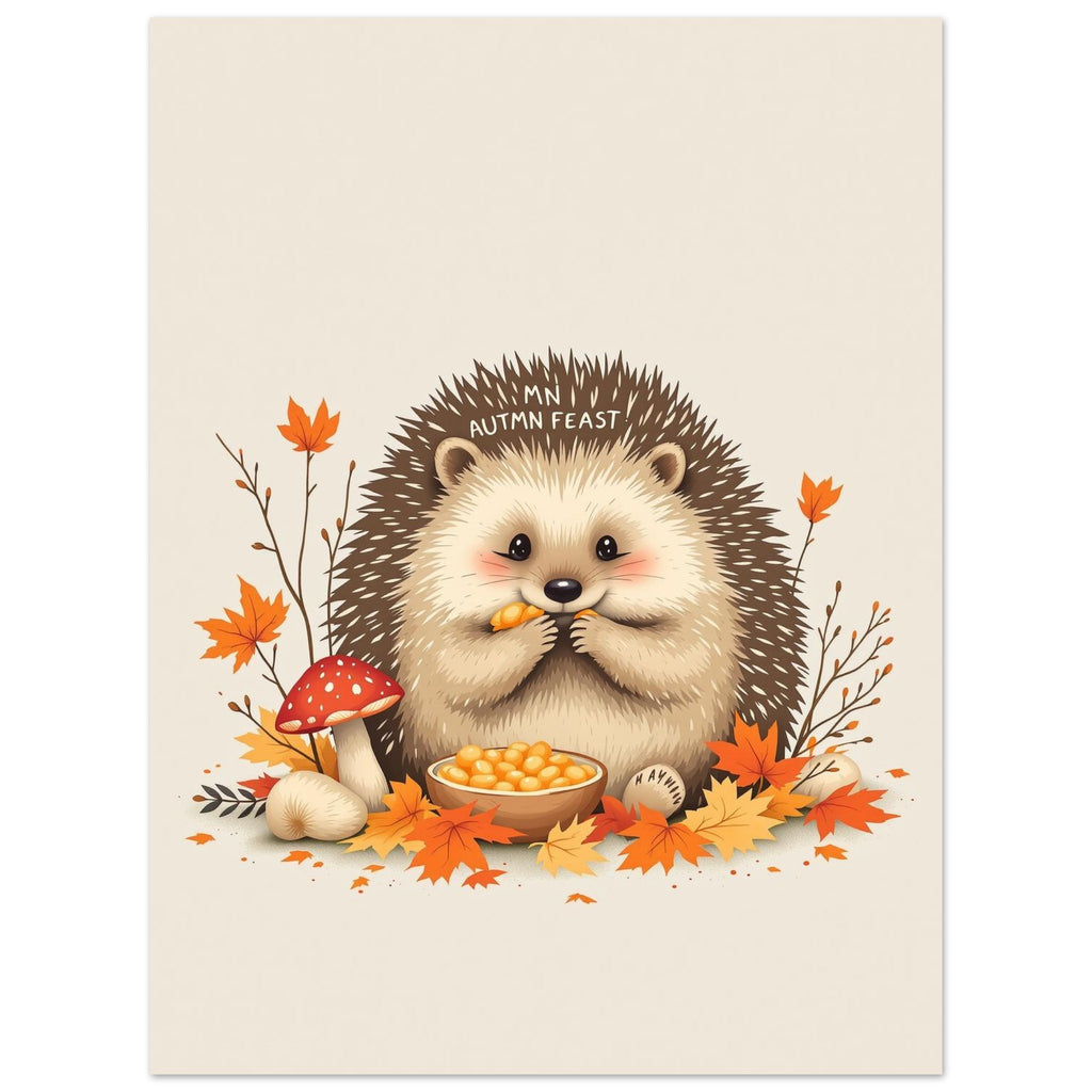 Hedgehog Autumn Feast A1 Art Print Art Print — detail view | Wild Thread Co