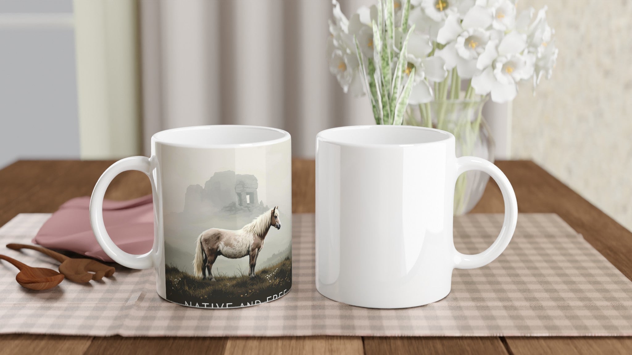 Dartmoor Wild Pony Mist Mug — detail view | Wild Thread Co
