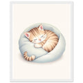 Sleeping Kitten Art Framed Print Wall Art Ready to Hang UK Framed Art Print — detail view | Wild Thread Co