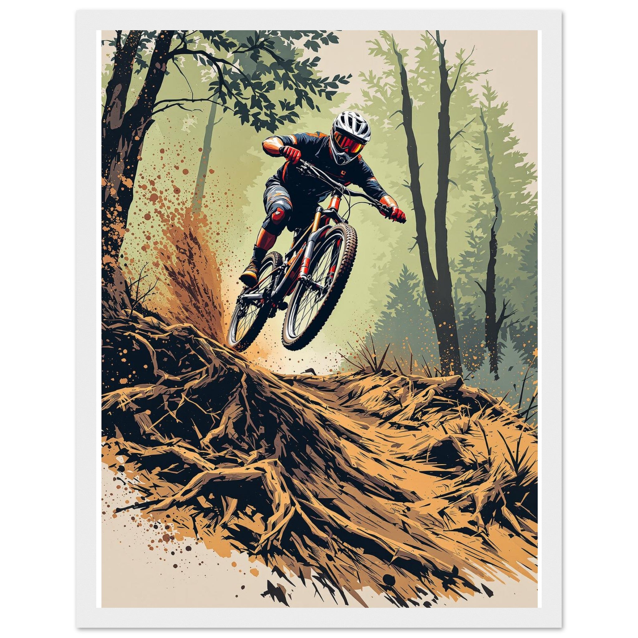 Mountain Biking Descent Framed Art Print — detail view | Wild Thread Co