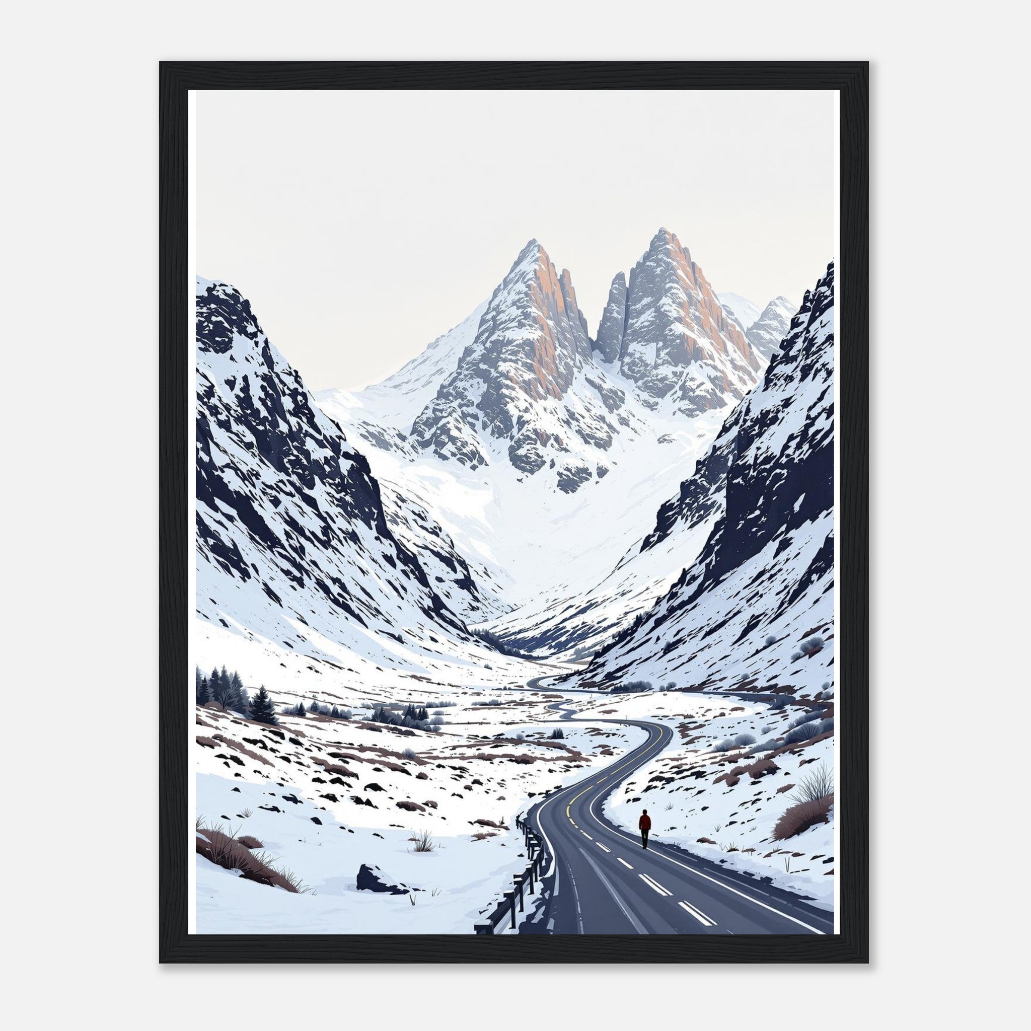 Glencoe Winter Snow Epic Framed Print Wall Art Ready to Hang UK Framed Art Print — detail view | Wild Thread Co