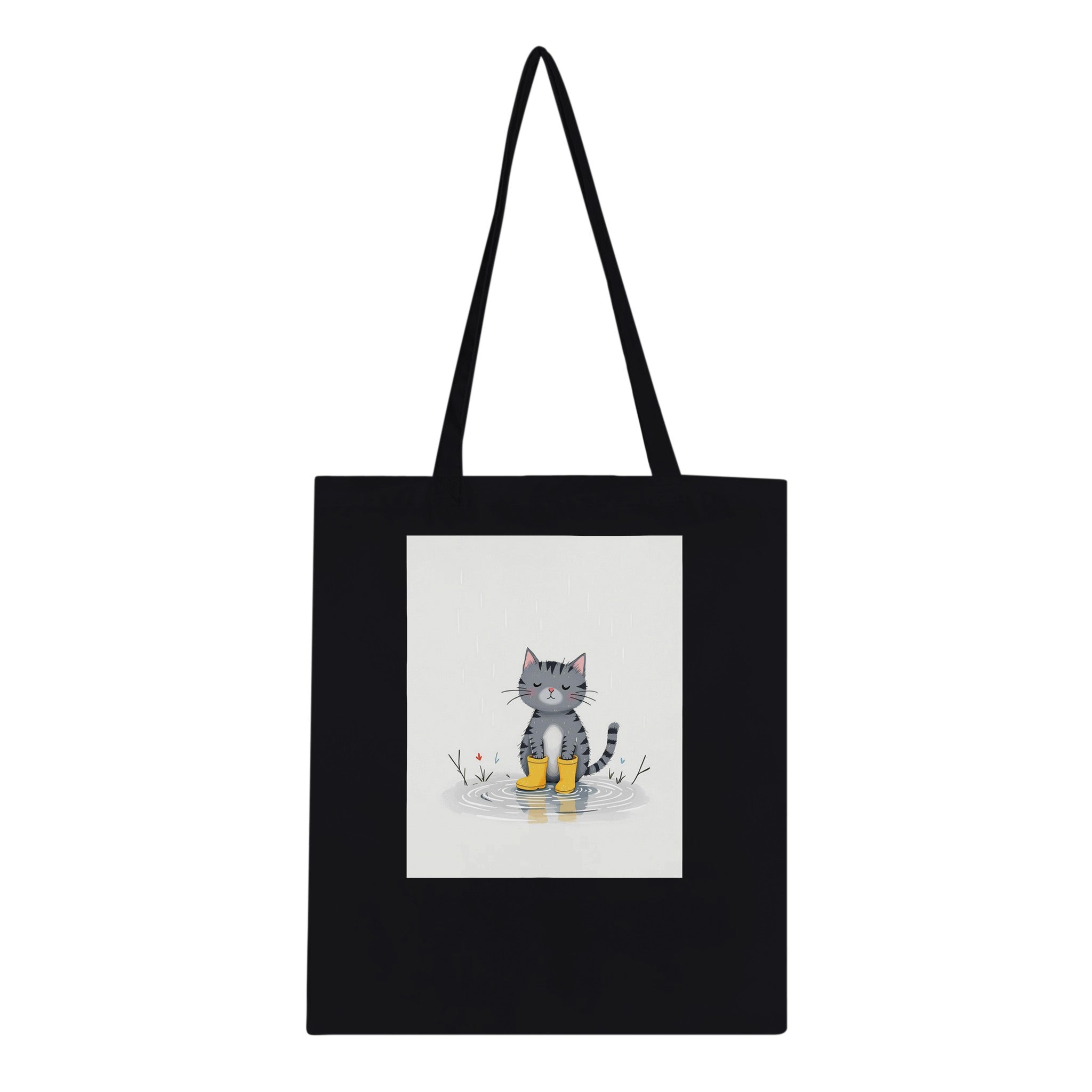 Cat In Rain Puddle Tote Bag Cotton Shopper UK — Tote Bag | Wild Thread Co