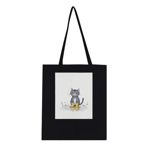 Cat In Rain Puddle Tote Bag Cotton Shopper UK — Tote Bag | Wild Thread Co