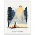 Urban Fox Night Framed Art Print — detail view | Wild Thread Co