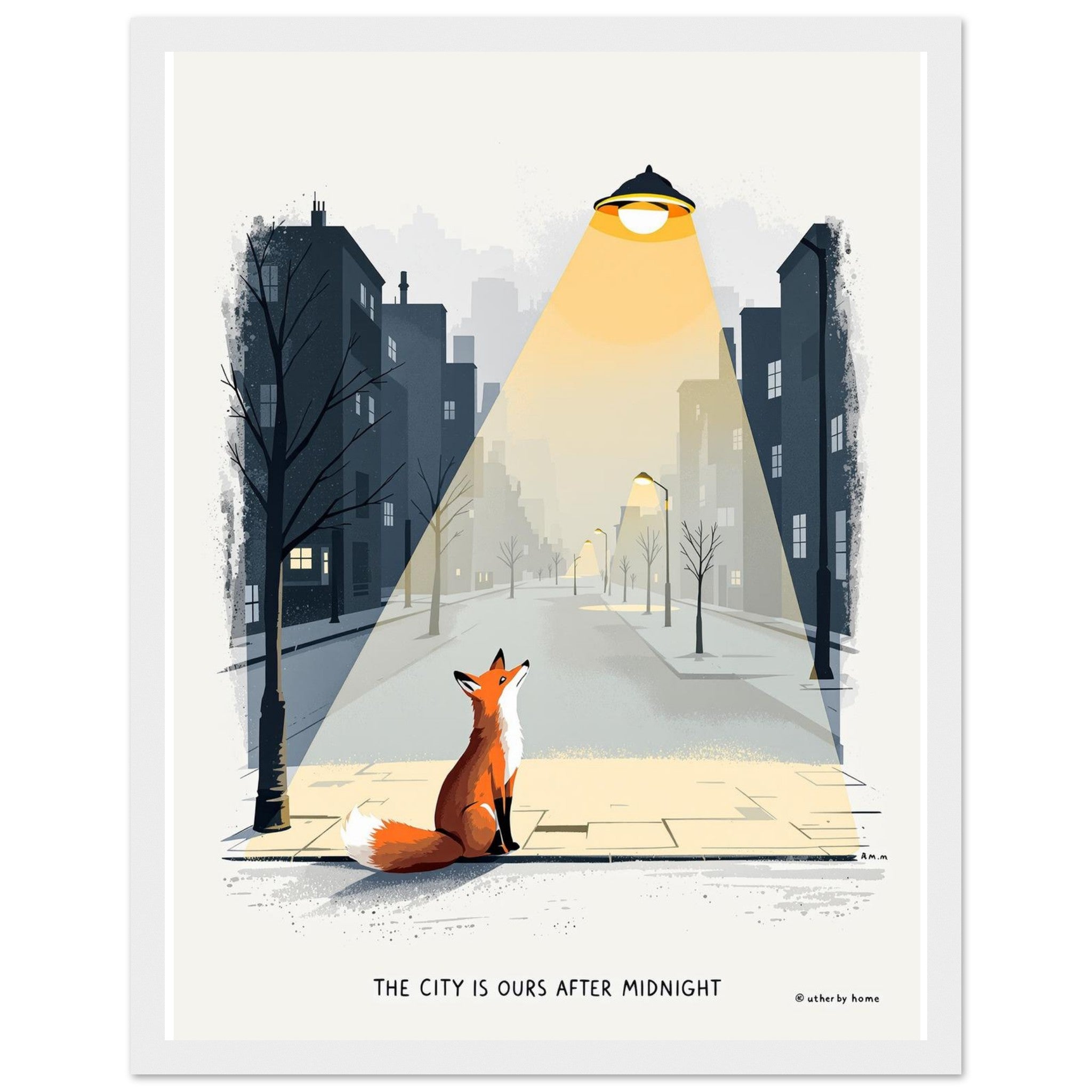 Urban Fox Night Framed Print — Framed Art Print | Wild Thread Co