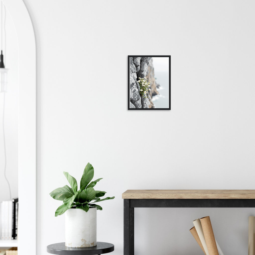 Sea Campion Cliff Crack Granite Framed Art Print — detail view | Wild Thread Co
