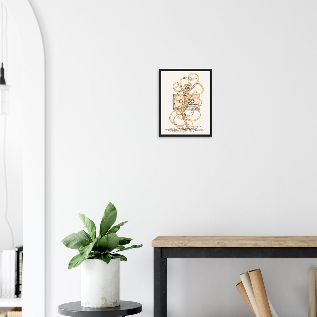 Y2k Cassette Tape Framed Print Wall Art Ready to Hang UK Framed Art Print — detail view | Wild Thread Co
