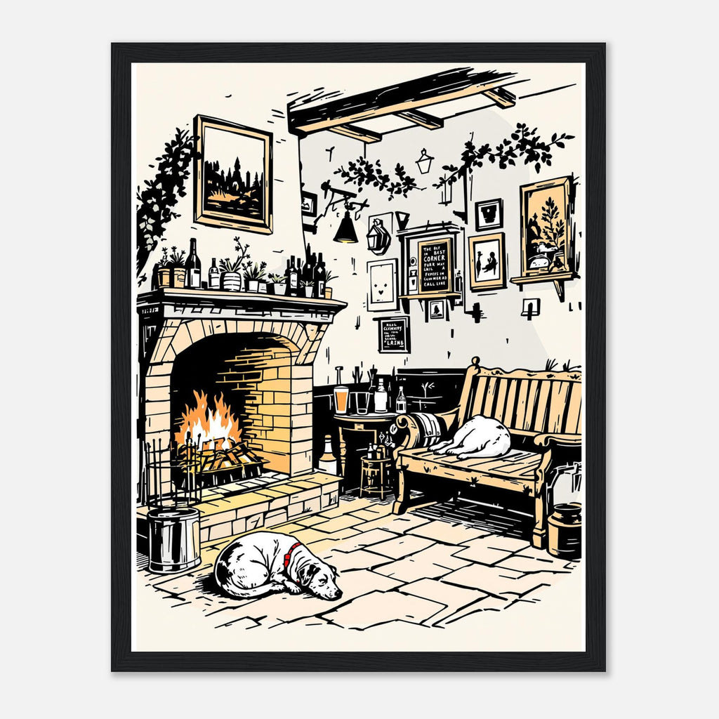 Country Pub Fireplace Sanctuary Framed Print — Framed Art Print | Wild Thread Co