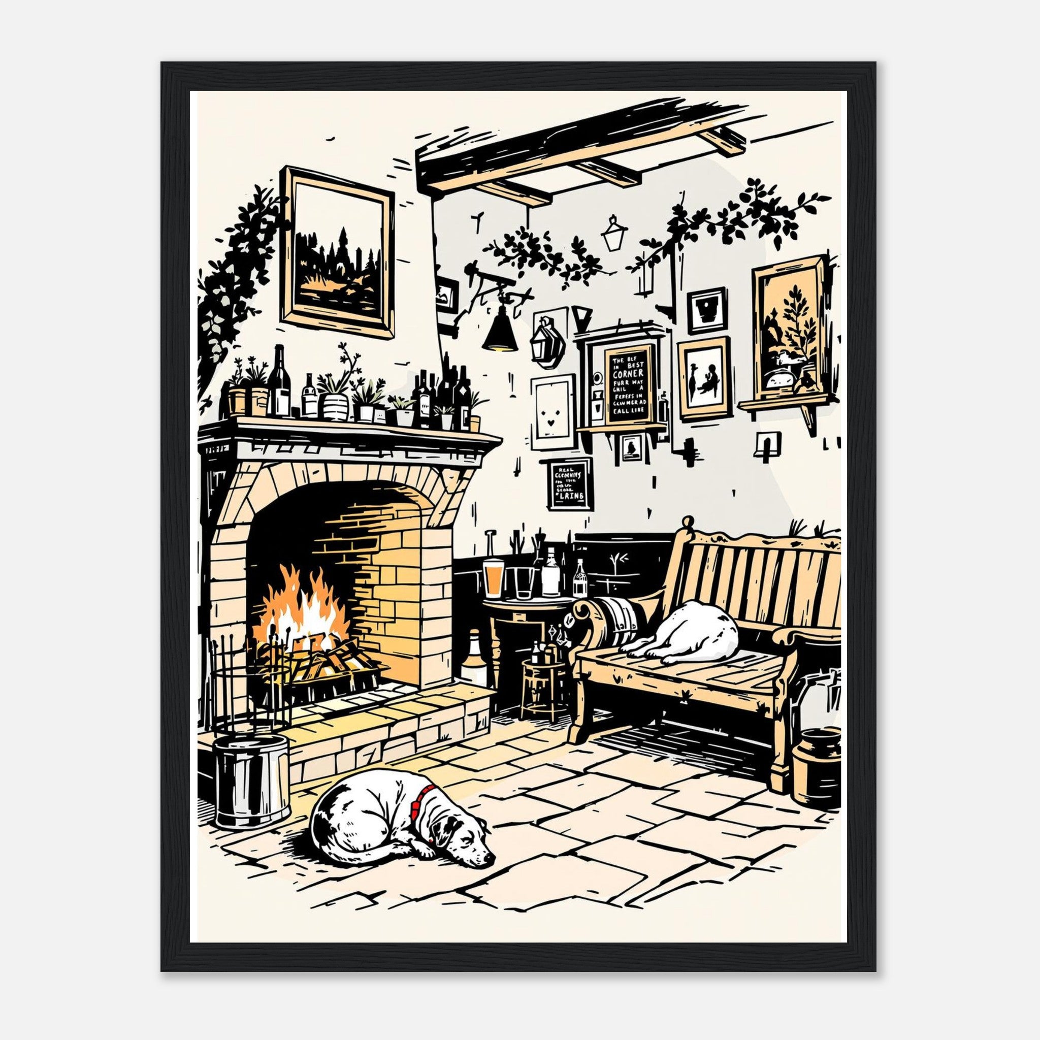 Country Pub Fireplace Sanctuary Framed Print — Framed Art Print | Wild Thread Co