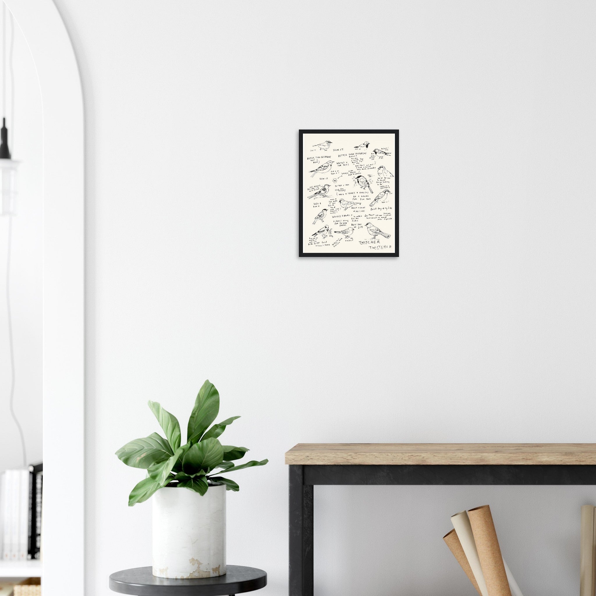 Gorpcore Birdwatching Obsession Framed Print Wall Art Ready to Hang Framed Art Print — detail view | Wild Thread Co