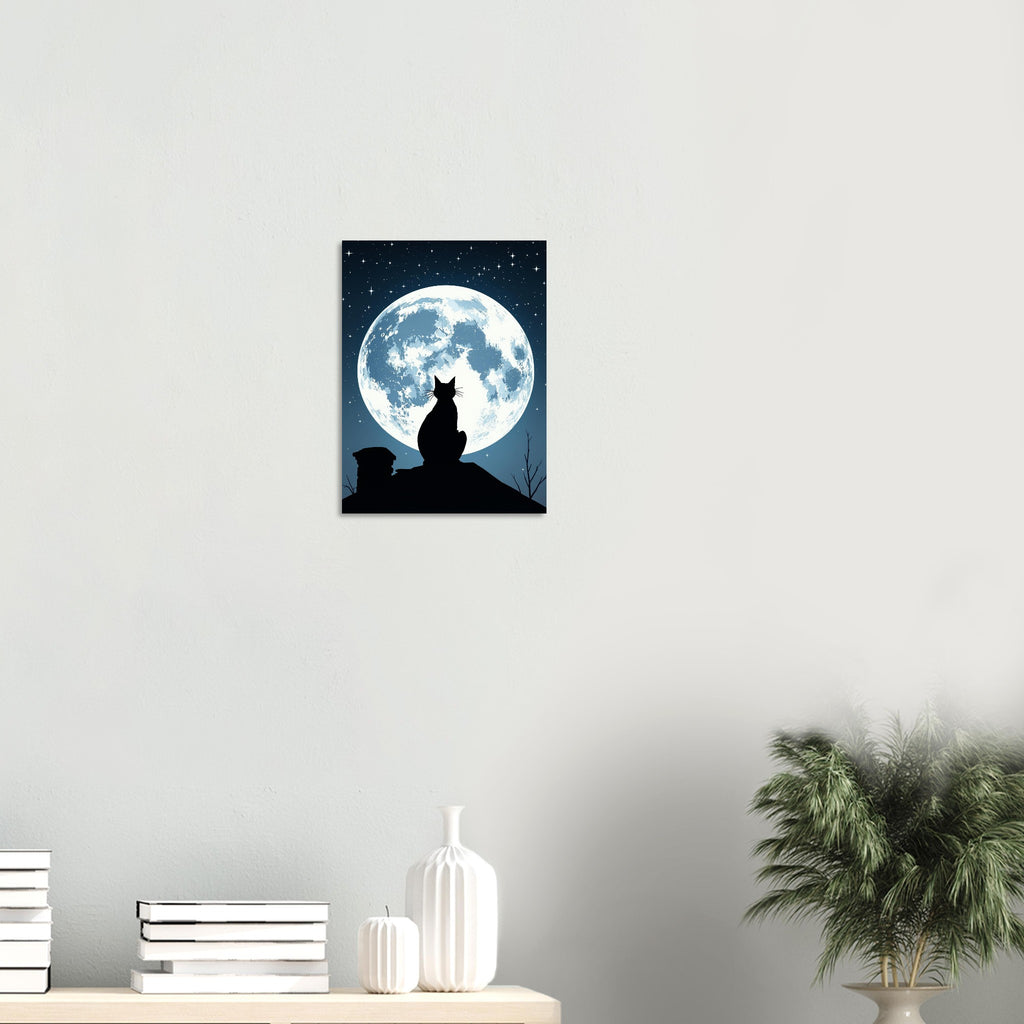 Black Cat Moonlight Art Print Poster Wall Art UK — Art Print | Wild Thread Co