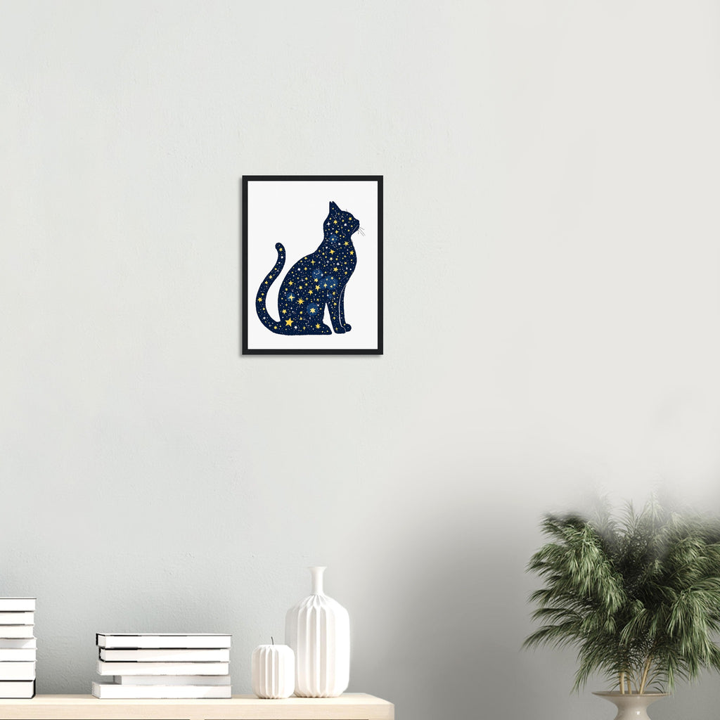 Cat Constellation Art Framed Print Wall Art Ready to Hang UK Framed Art Print — detail view | Wild Thread Co