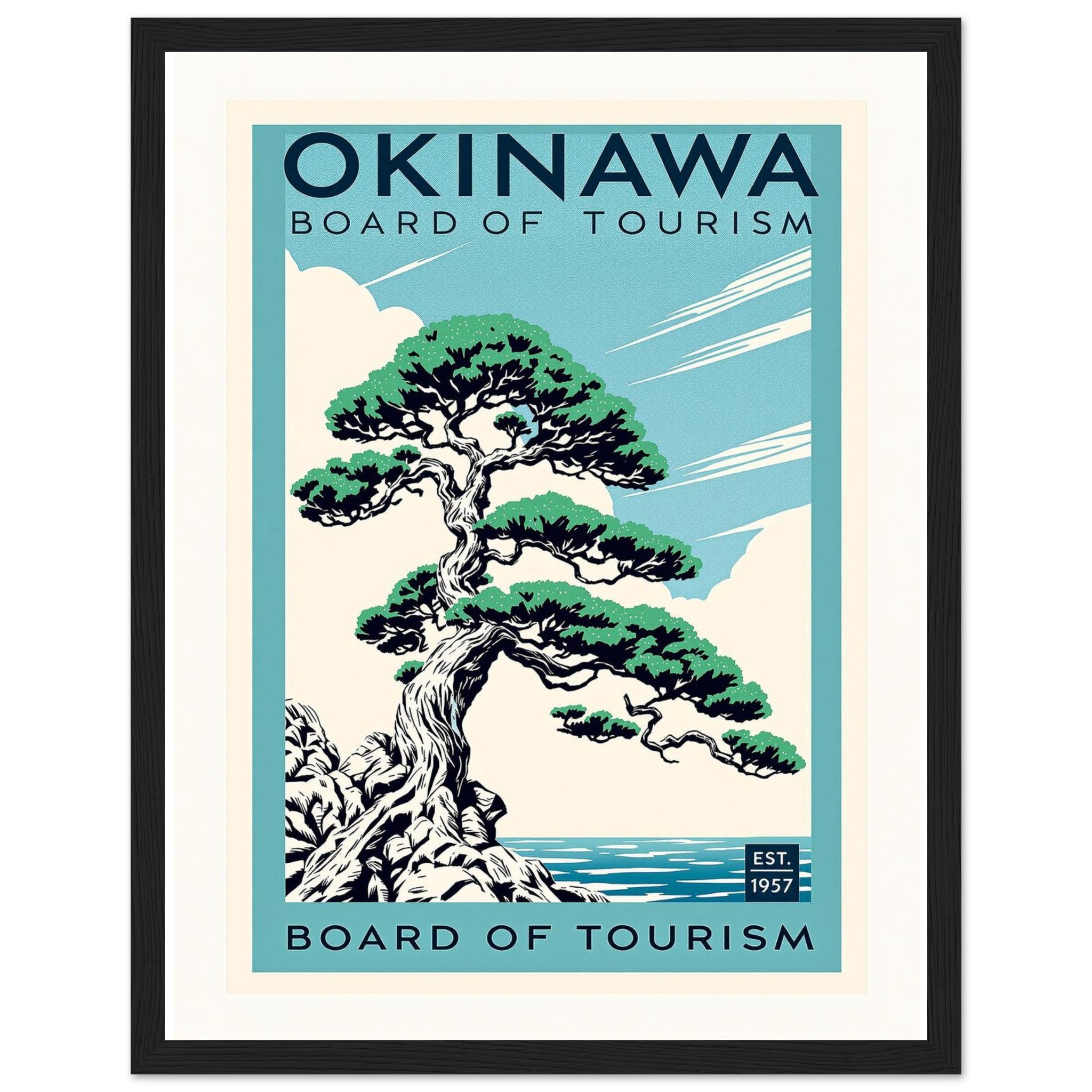Okinawa Vintage Travel Poster — Framed Art Print | Wild Thread Co UK