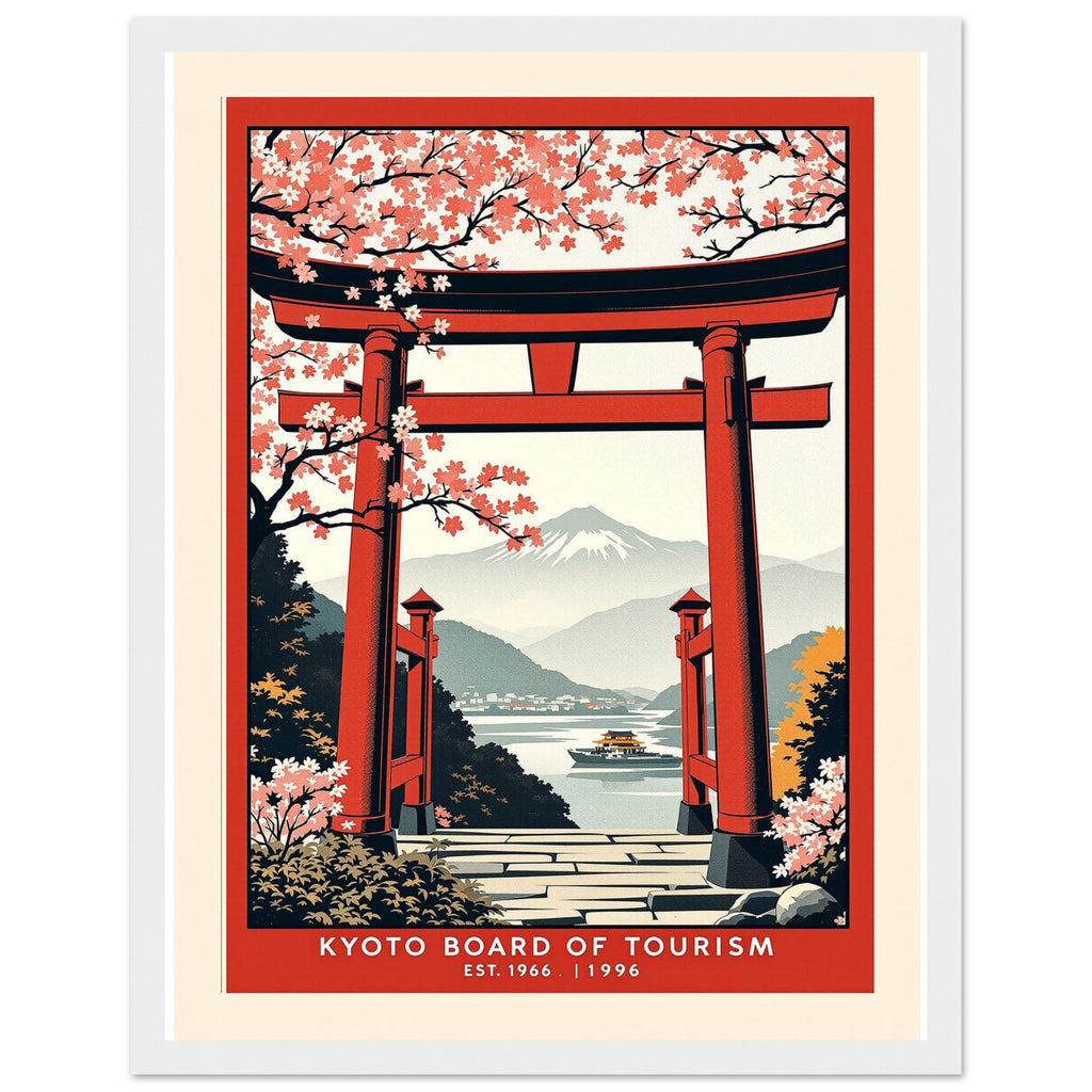 Kyoto Vintage Travel Poster Framed Art Print — detail view | Wild Thread Co