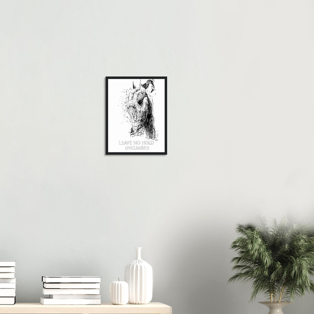 Gorpcore Climbing Obsession Framed Print Wall Art Ready to Hang UK Framed Art Print — detail view | Wild Thread Co
