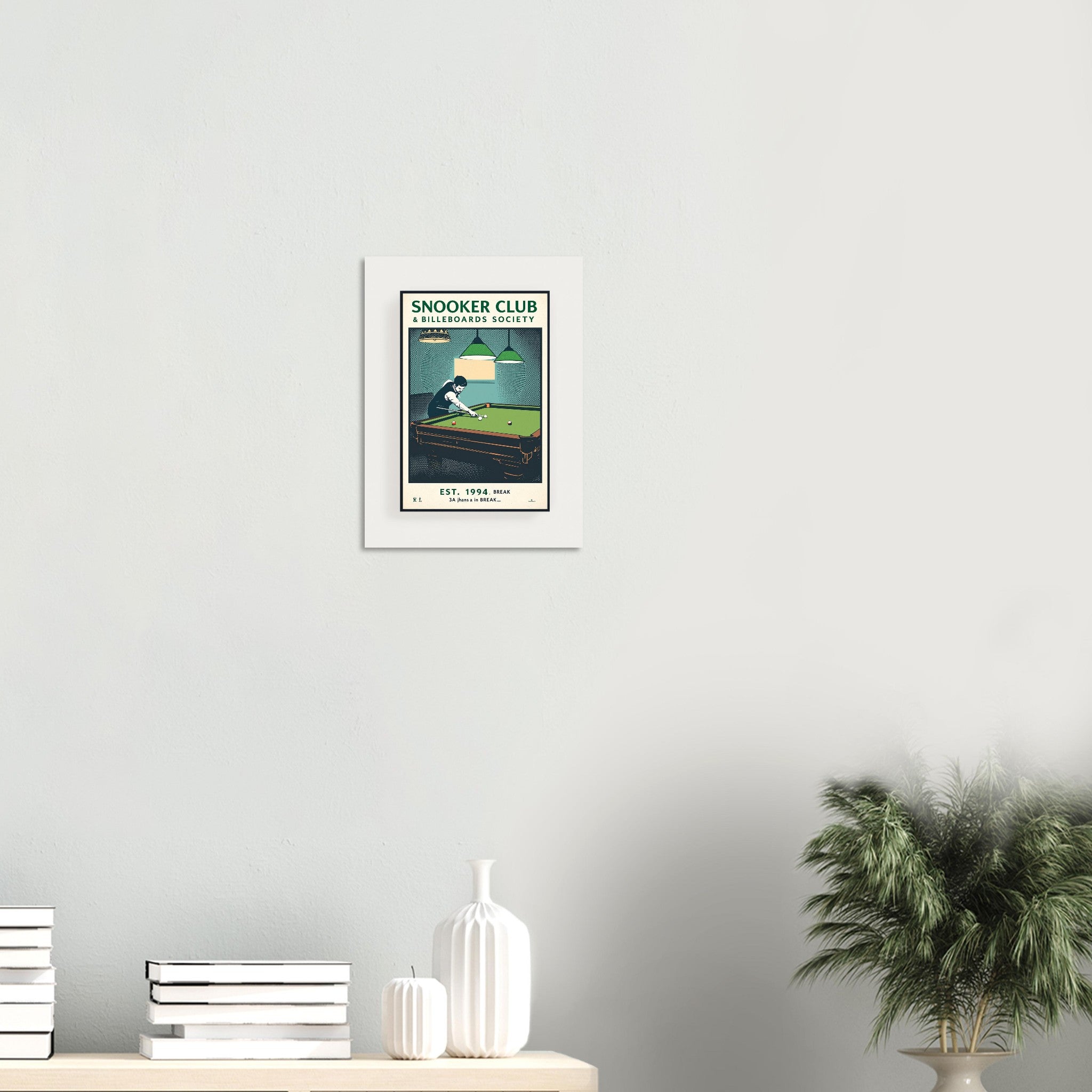 Snooker Club Vintage Travel Poster Art Print — detail view | Wild Thread Co