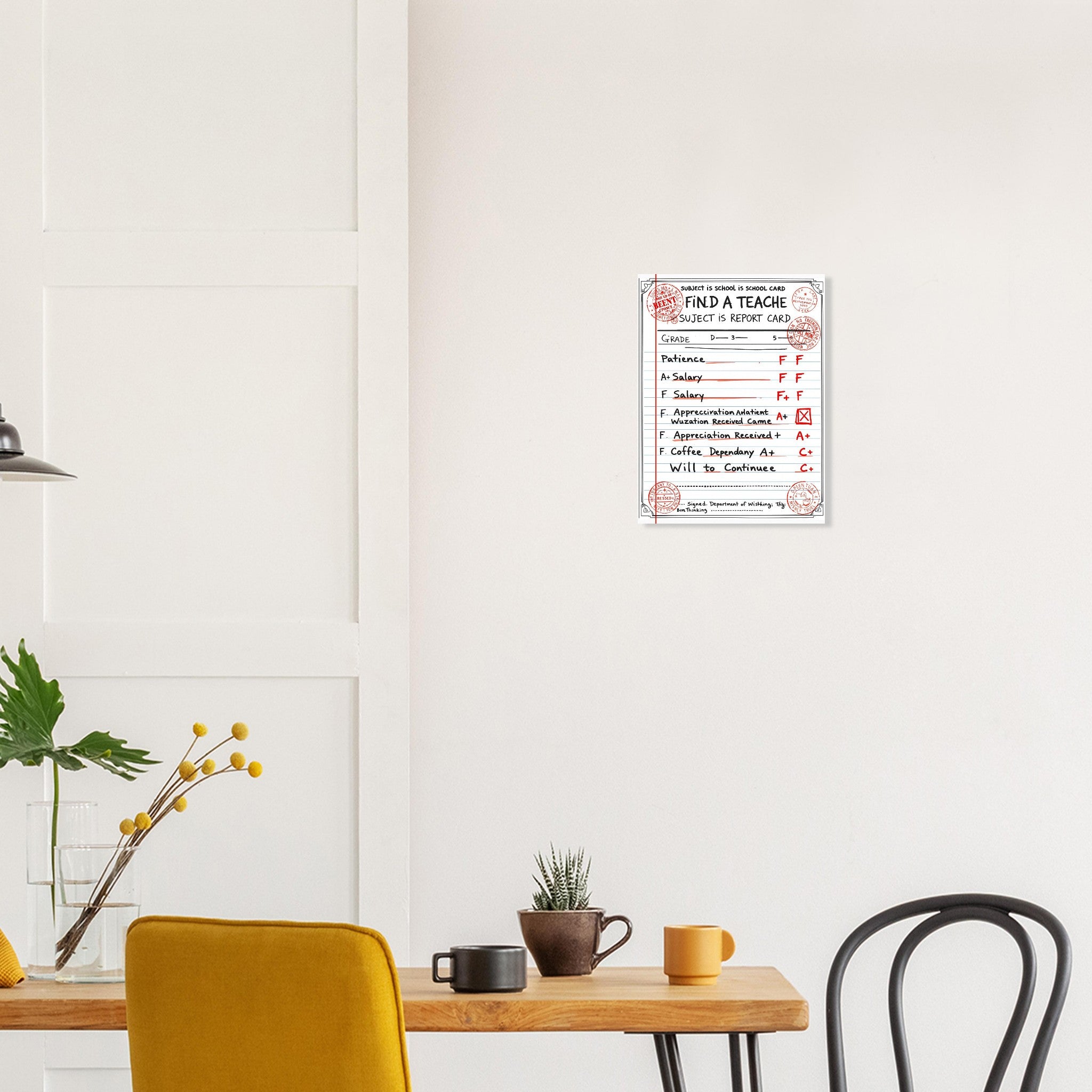 Funny Teacher Report Card Art Print Art Print — detail view | Wild Thread Co