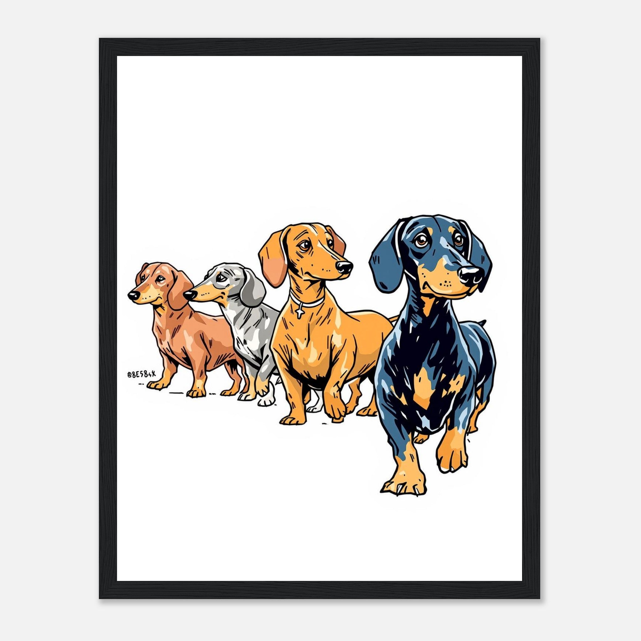 Dachshund Parade Framed Print Wall Art Ready to Hang UK — Framed Art Print | Wild Thread Co