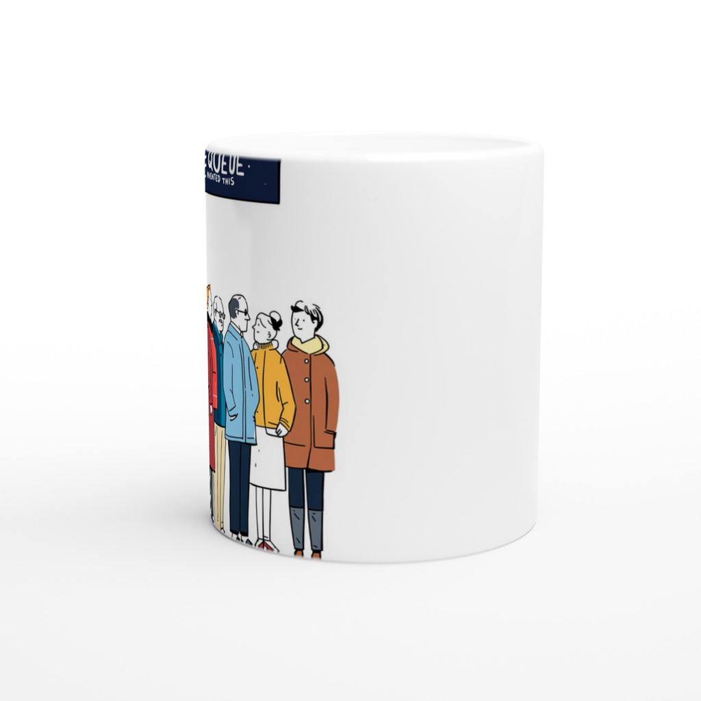 Queue As Institution Mug — detail view | Wild Thread Co