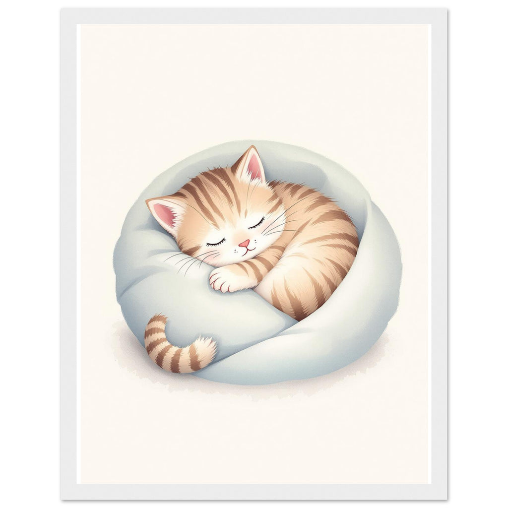 Sleeping Kitten Framed Print Wall Art Ready to Hang UK Framed Art Print — detail view | Wild Thread Co