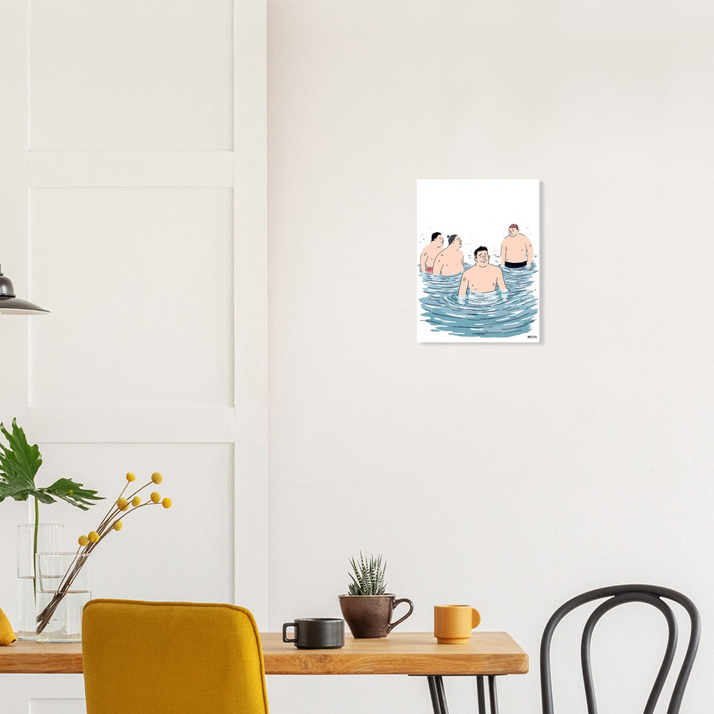 Cold Water Swimming Group , Wild Swimming Gift A1 UK Art Print Poster Wall Art U Art Print — detail view | Wild Thread Co