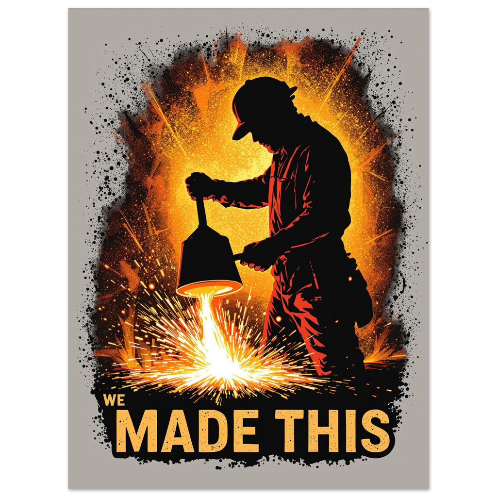 Steelworker Furnace Heritage Art Print Print Material — detail view | Wild Thread Co