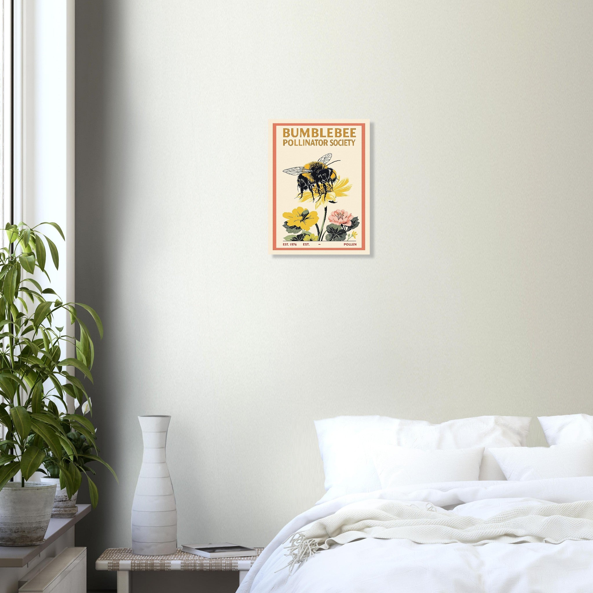 Bumblebee Vintage Travel Poster Art Print — detail view | Wild Thread Co