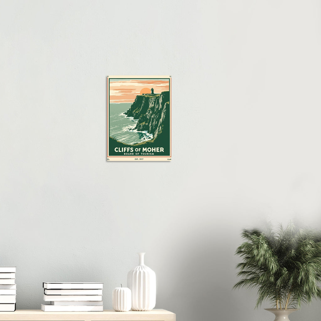Cliffs Of Moher Vintage Travel Poster Art Print — detail view | Wild Thread Co