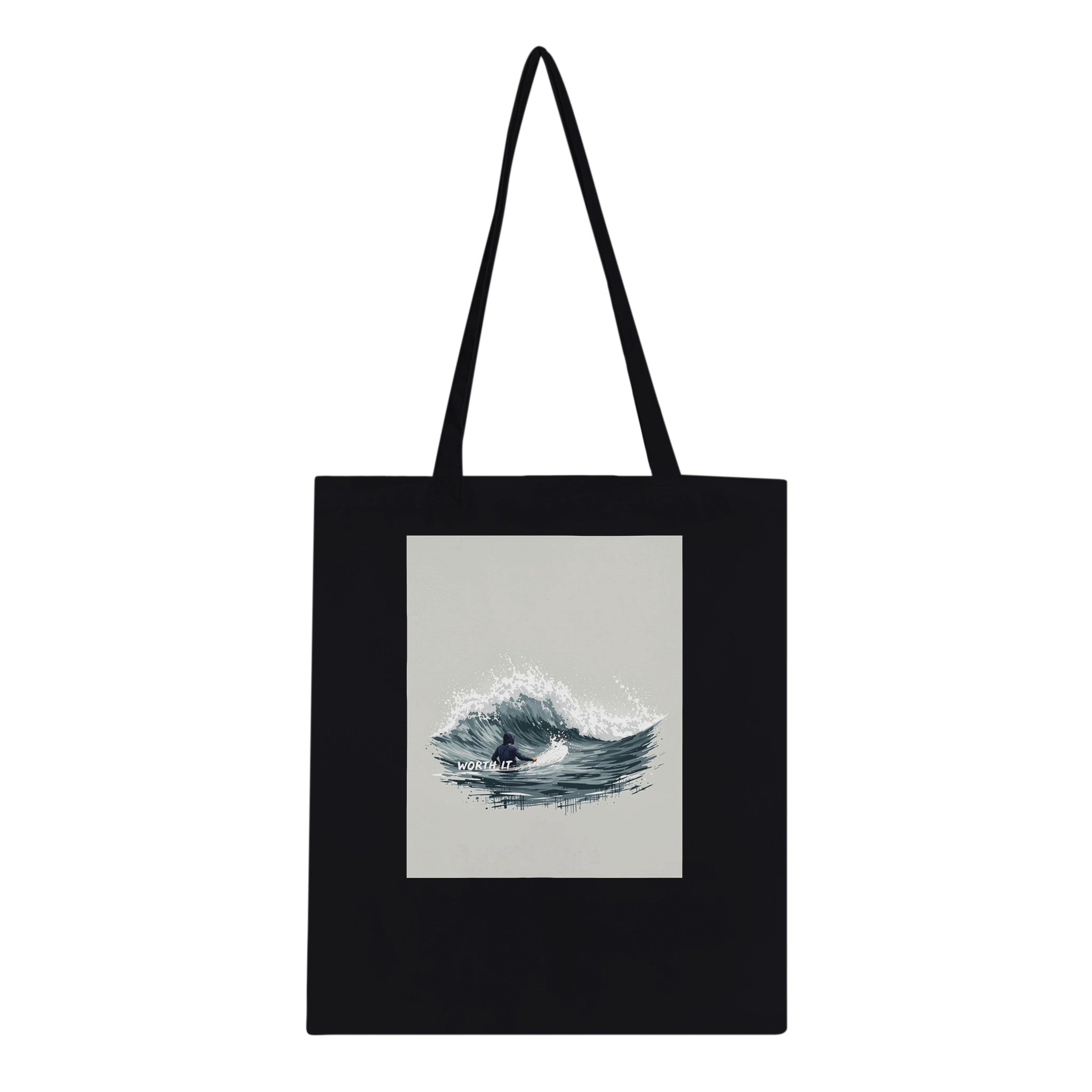 Cold Water Surfing Tote Bag Cotton Shopper UK Tote Bag — detail view | Wild Thread Co