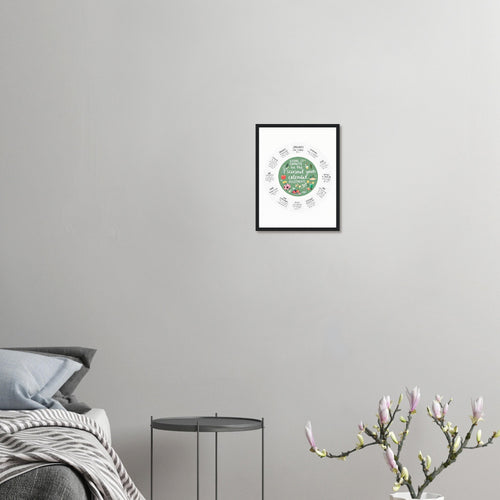 Allotment Circular Seasonal Calendar Framed Print Wall Art Ready to Hang UK Framed Art Print — detail view | Wild Thread Co