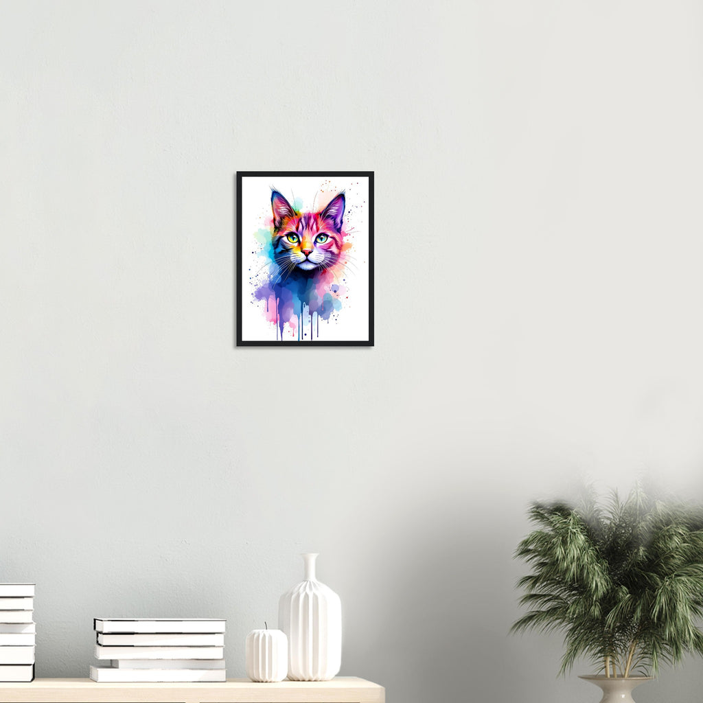 Watercolour Cat Splash Framed Framed Art Print — detail view | Wild Thread Co