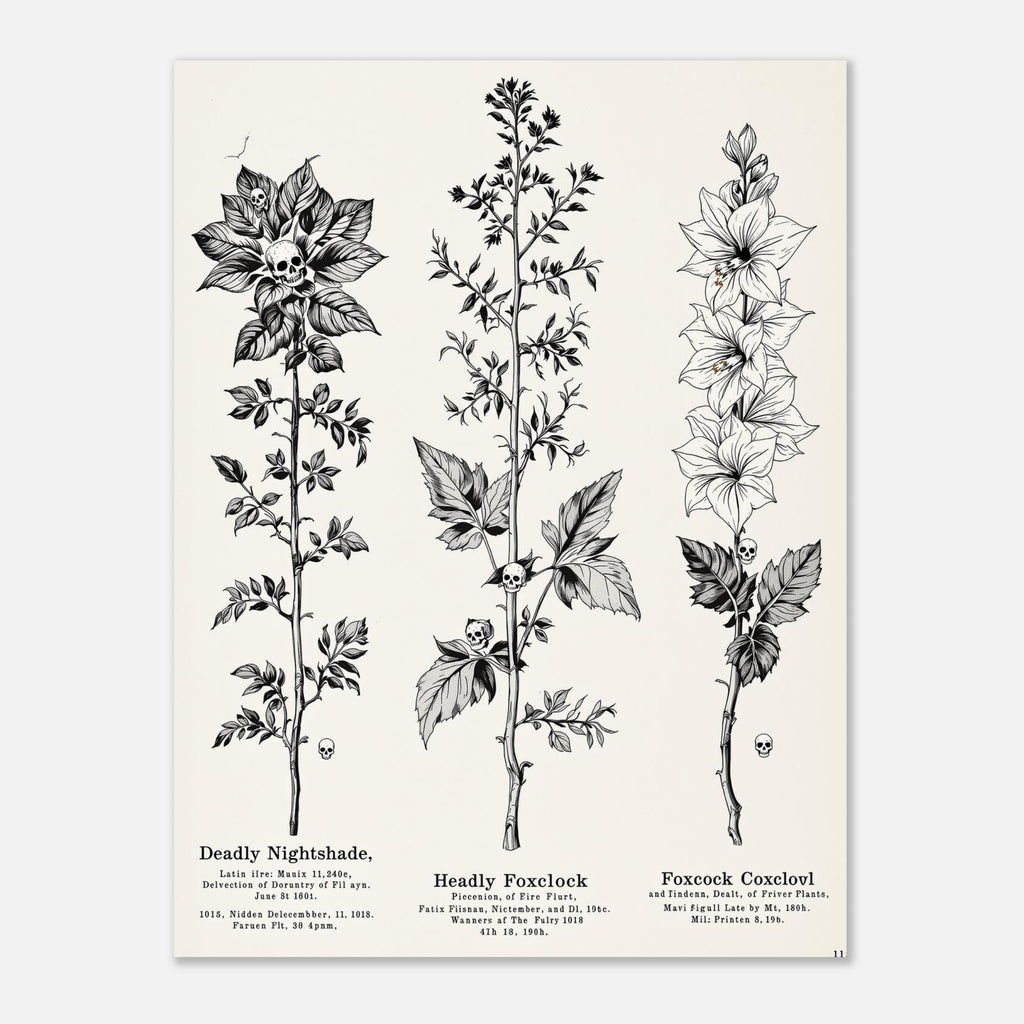 Dark Academia Deadly Botanicals Triptych Gothic Poison Plants T-Shirt Unisex Cot — T-Shirt | Wild Thread Co