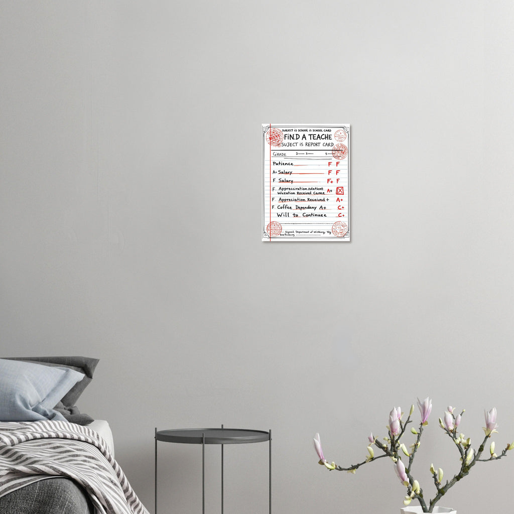 Funny Teacher Report Card Art Print Poster Wall Art UK — Art Print | Wild Thread Co