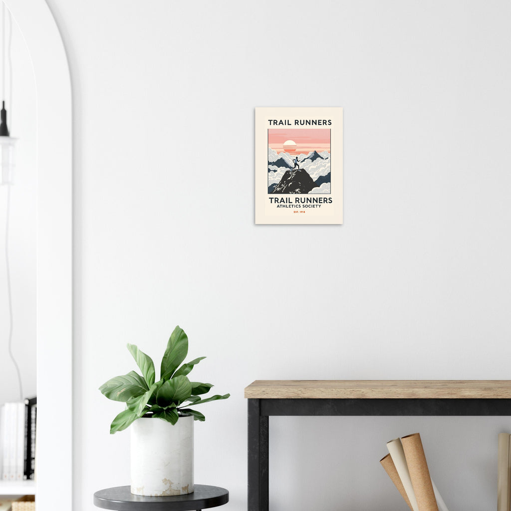 Trail Runners Vintage Travel Poster Art Print — detail view | Wild Thread Co