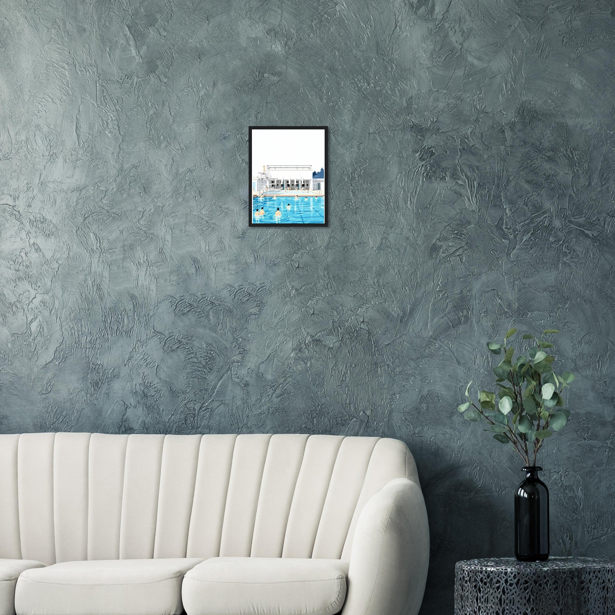 Art Deco Outdoor Lido Pool Framed Art Print — detail view | Wild Thread Co