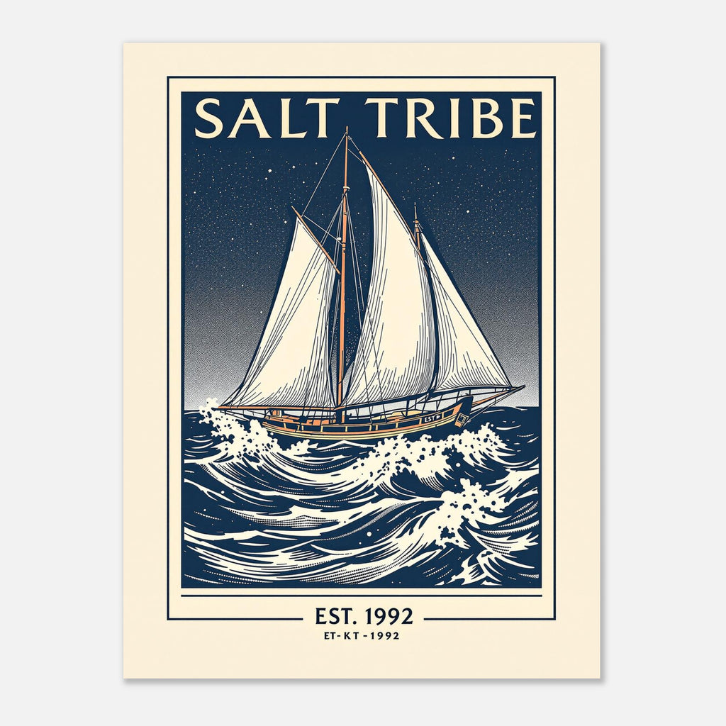 Salt Tribe Vintage Travel Poster Art Print — detail view | Wild Thread Co