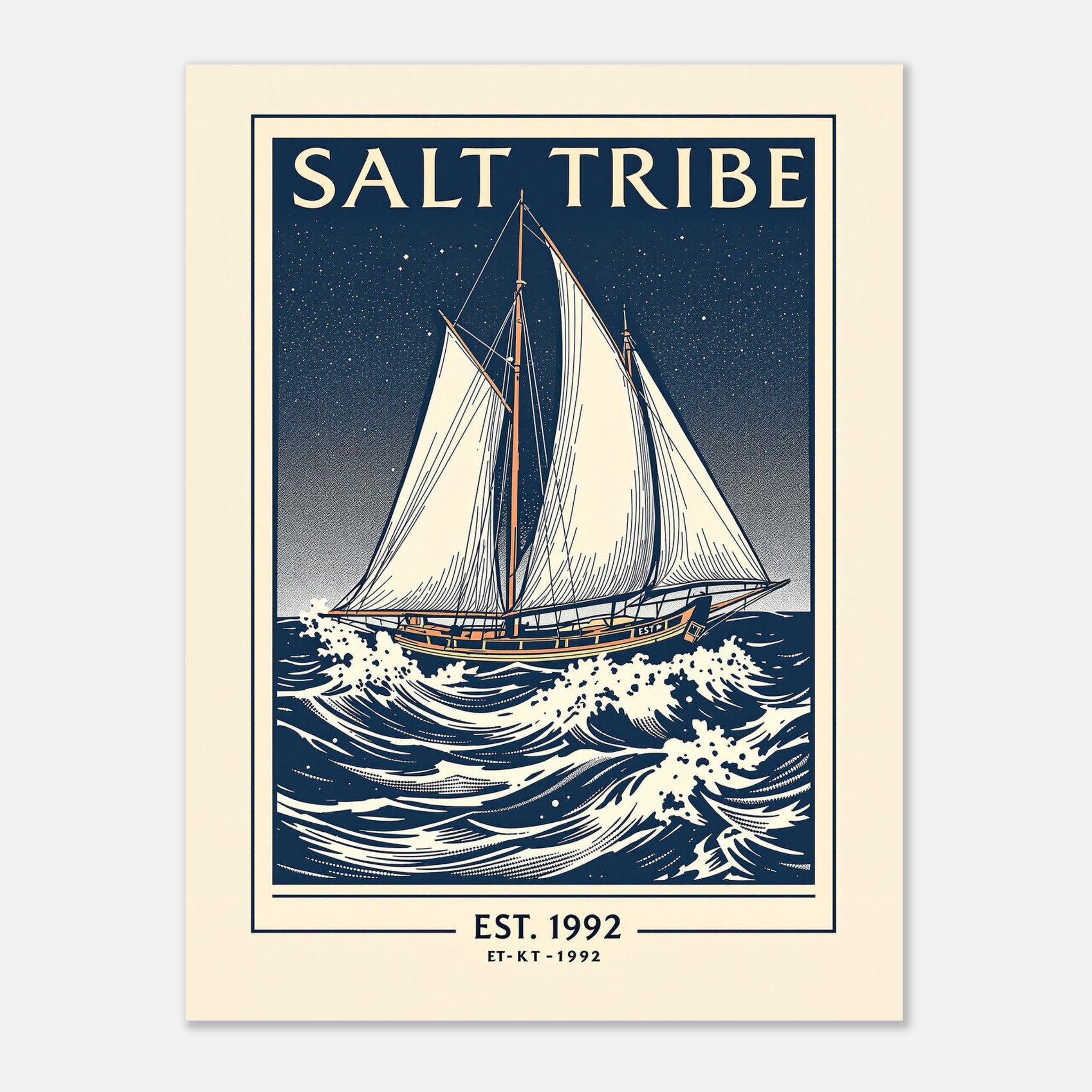 Salt Tribe Vintage Travel Poster Art Print — detail view | Wild Thread Co