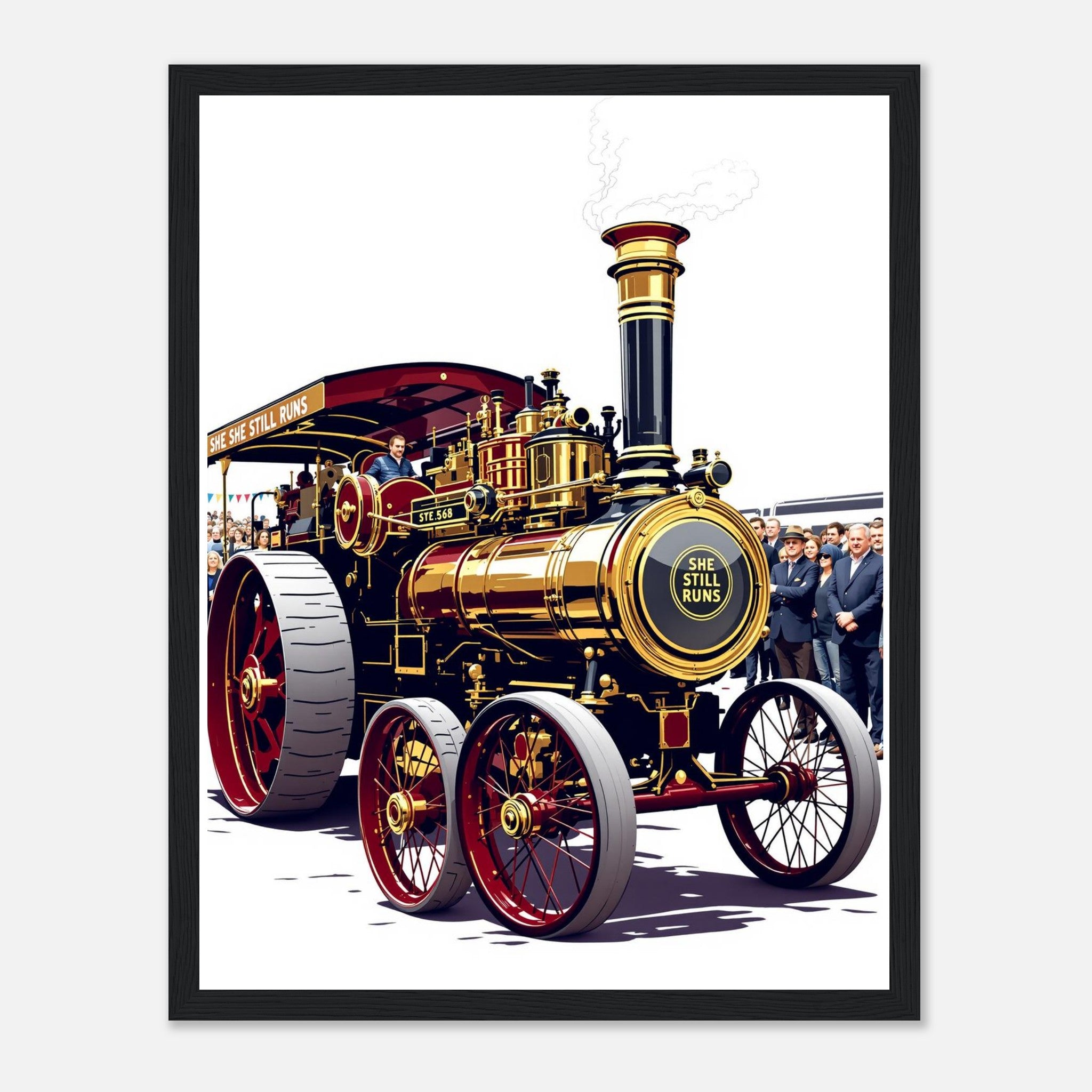 Steam Traction Engine Rally Framed Art Print — detail view | Wild Thread Co