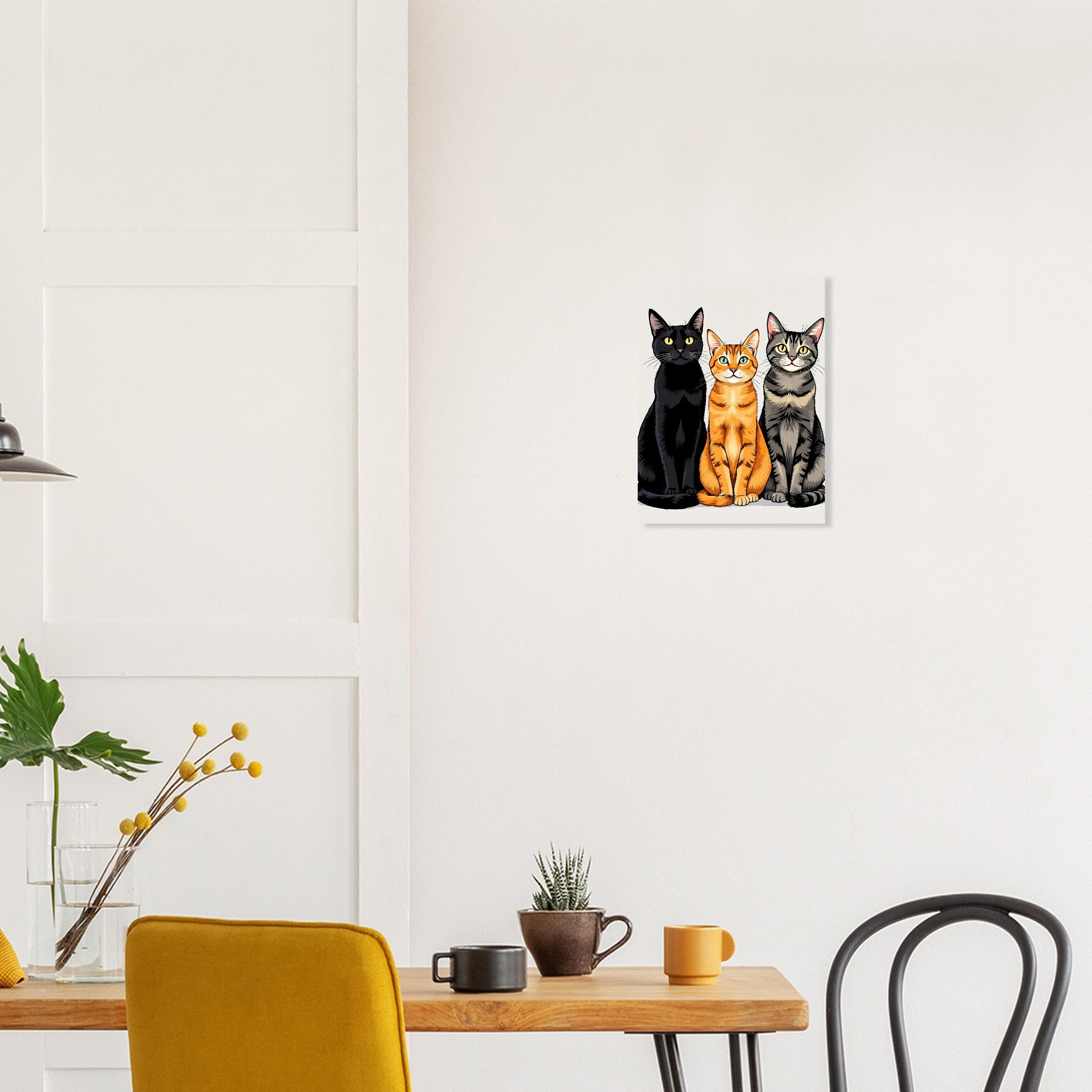 three cats in a row Art Print Art Print — detail view | Wild Thread Co