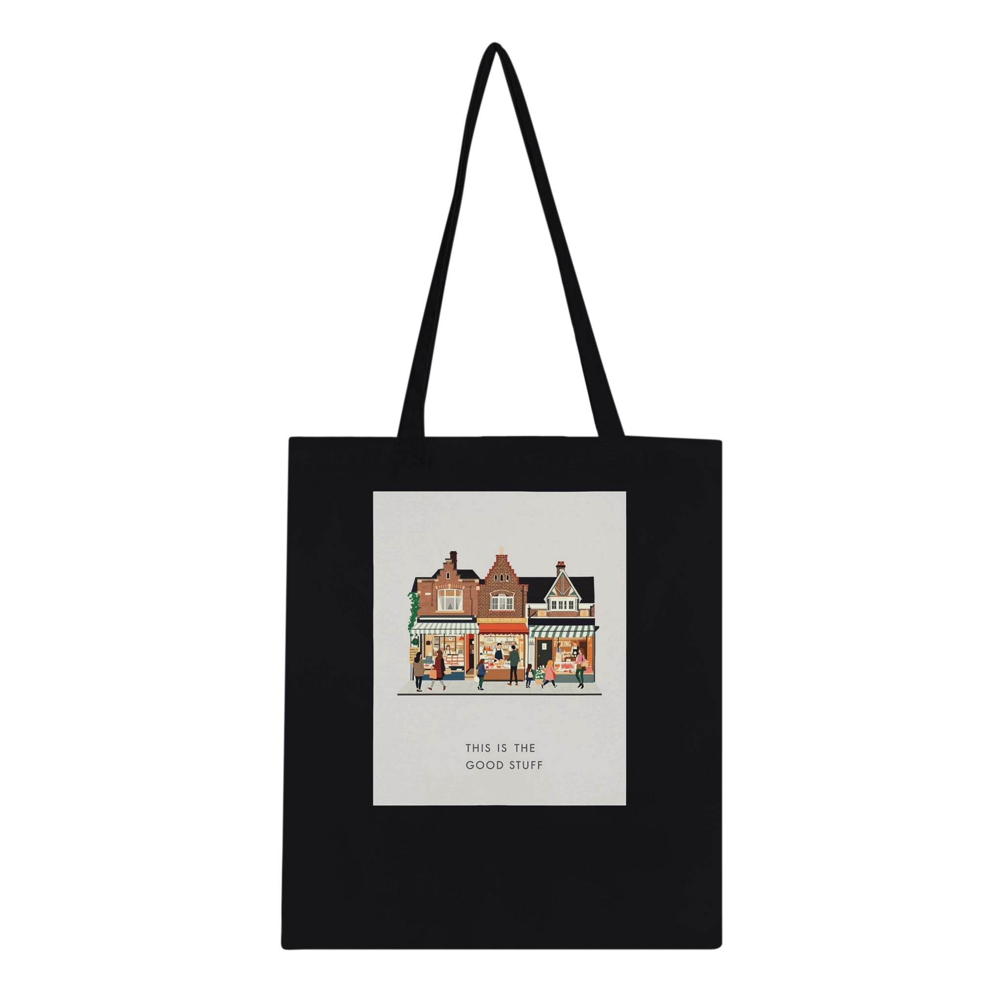 Yorkshire Market Town Saturday Morning Tote Bag Cotton Shopper UK Tote Bag — detail view | Wild Thread Co