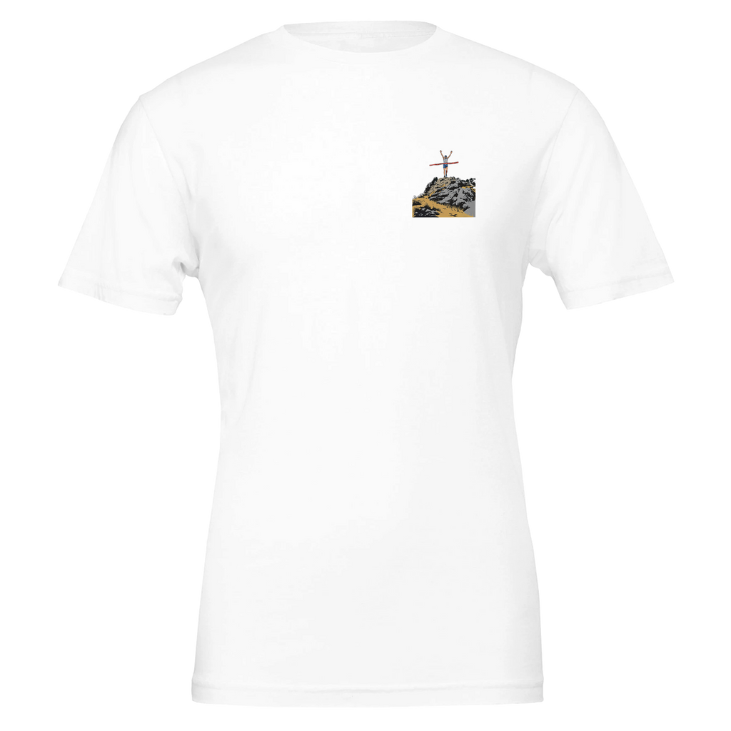 Fell Race Summit Finish Destroyed T-Shirt — detail view | Wild Thread Co