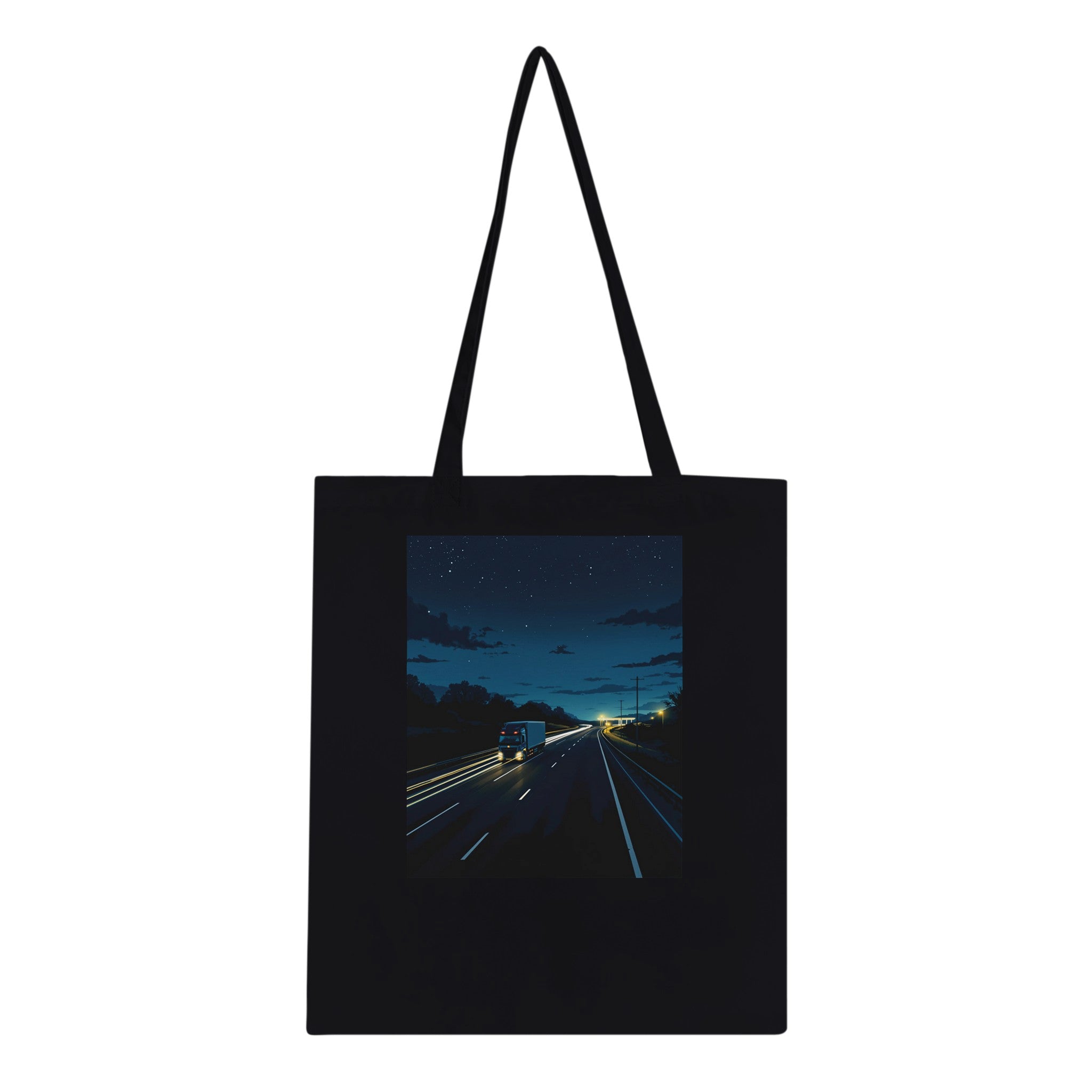 Lorry Driver Night Motorway Tote Bag Cotton Shopper UK Tote Bag — detail view | Wild Thread Co