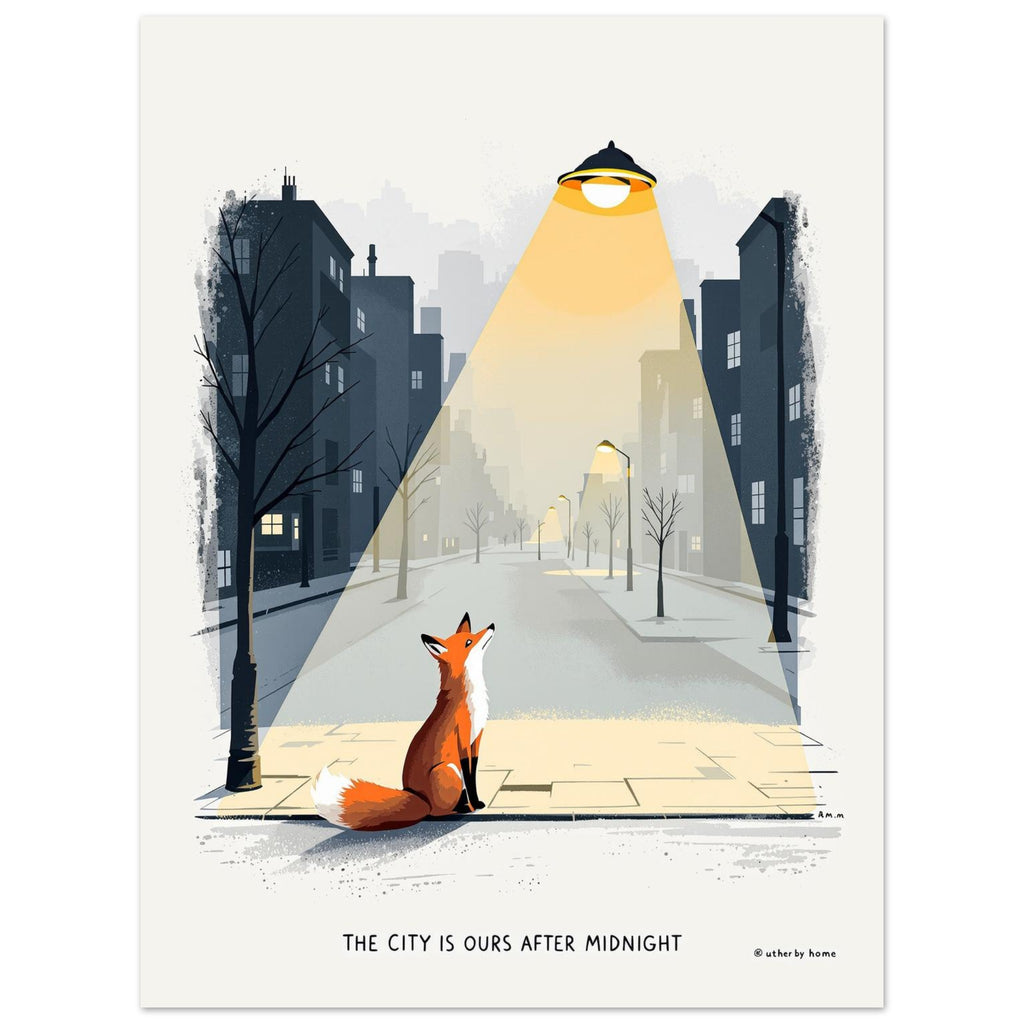 Urban Fox Night Art Print Print Material — detail view | Wild Thread Co